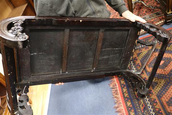 A Chinese carved hardwood low table W.99cm